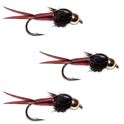 Triple Pack of Bead Head Copper John Nymphs - Size 12 for Ultimate Fishing Success - Korvel