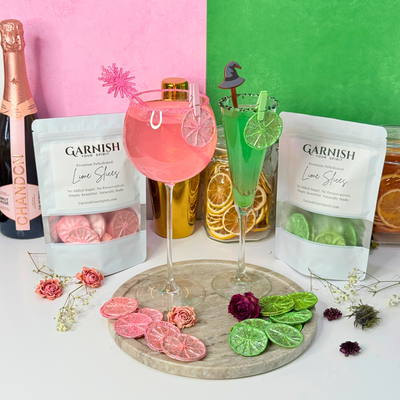 Wicked Inspired Pink and Green Luster Dust Dried Lime Garnish Set