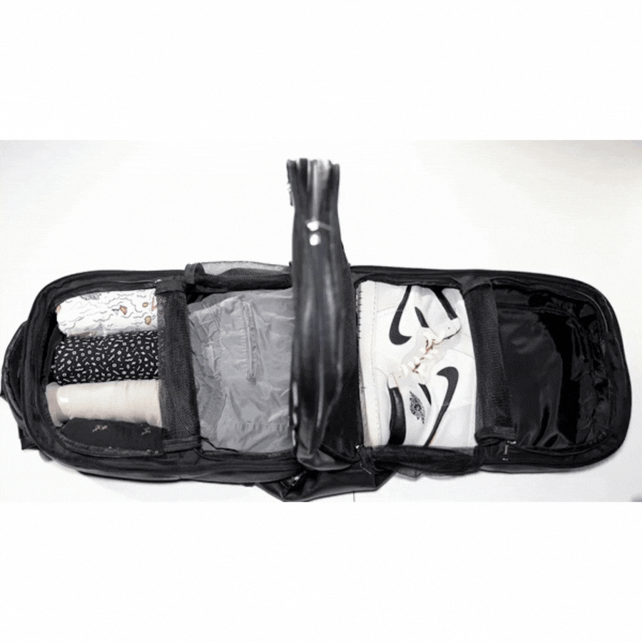 Premium Black Leather XL Carry-On Travel Bag