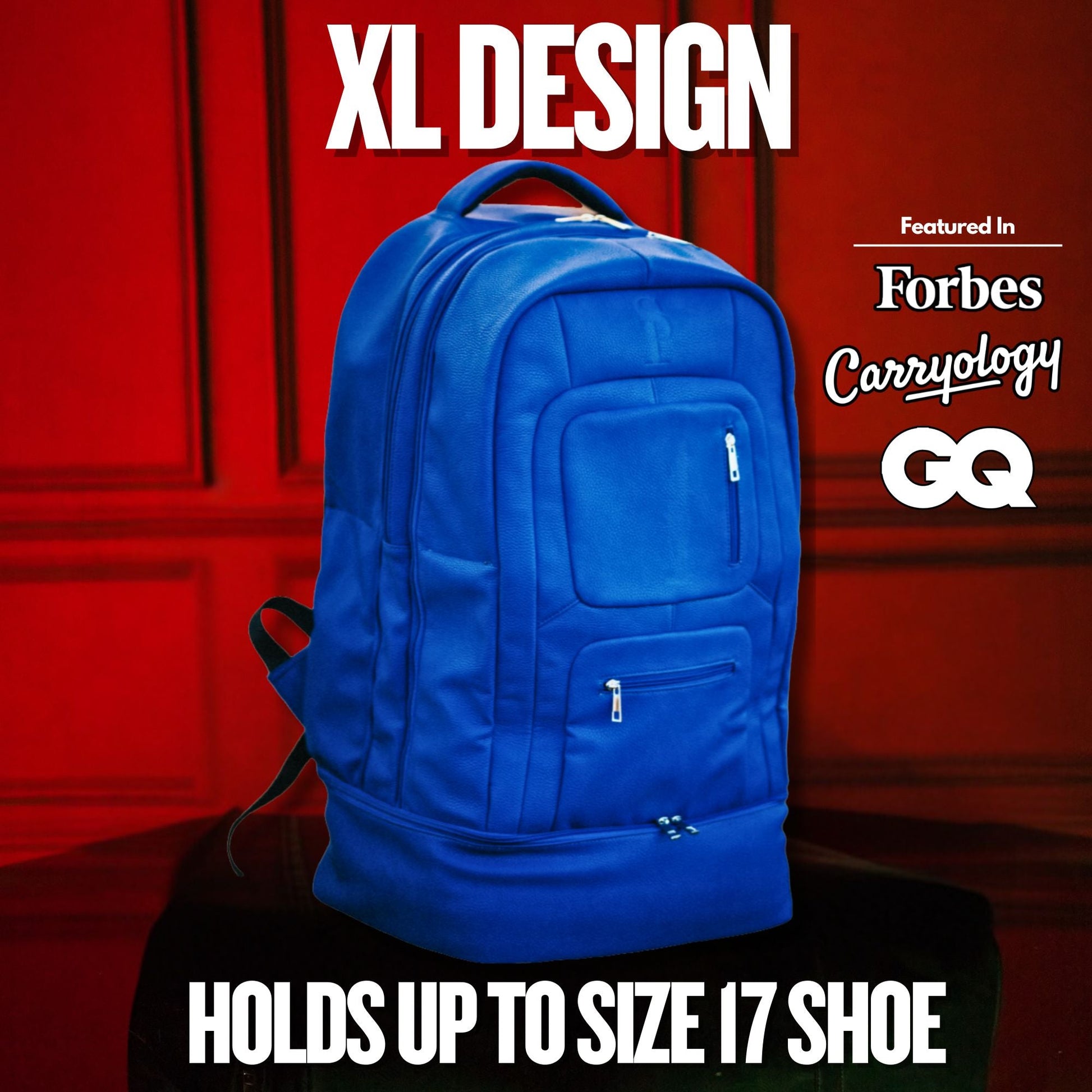 Royal Blue Leather Carryon Bag (XL Design) *Holds Size 17 - Korvel