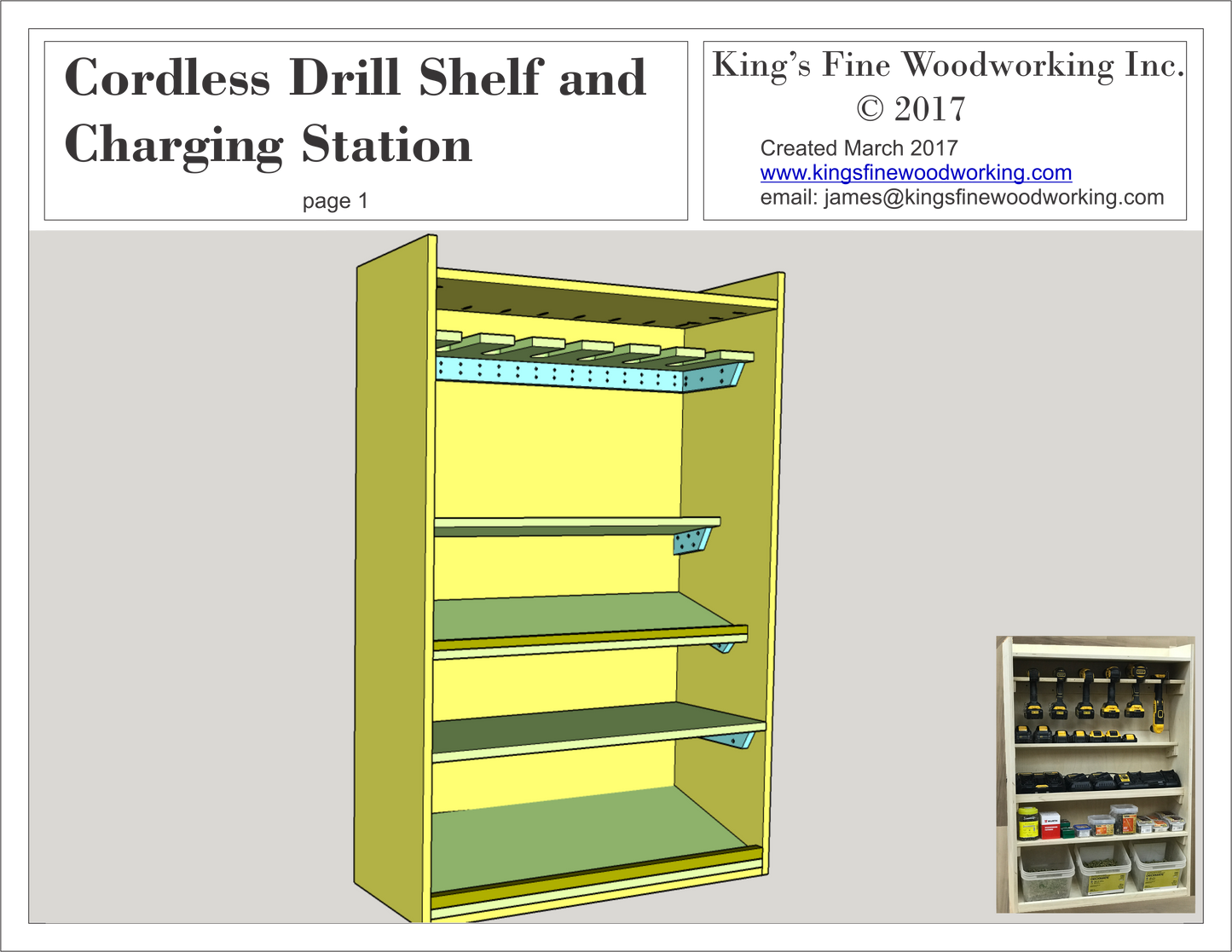 Cordless Drill Shelf and Charging Station Plans