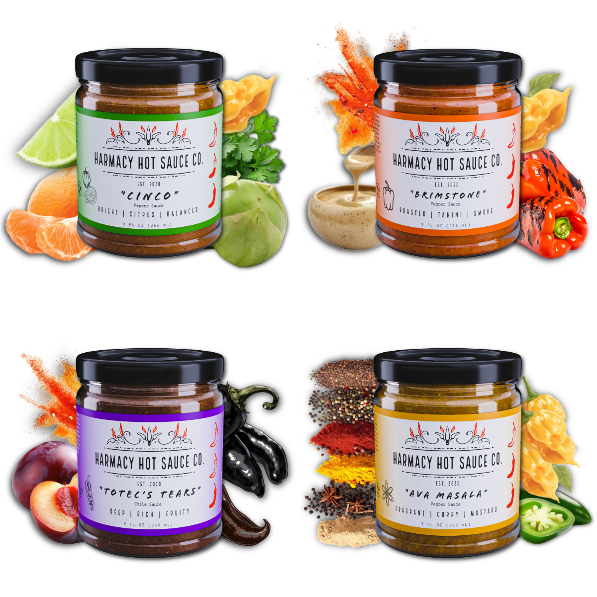 La collection essentielle de quatre sauces piquantes