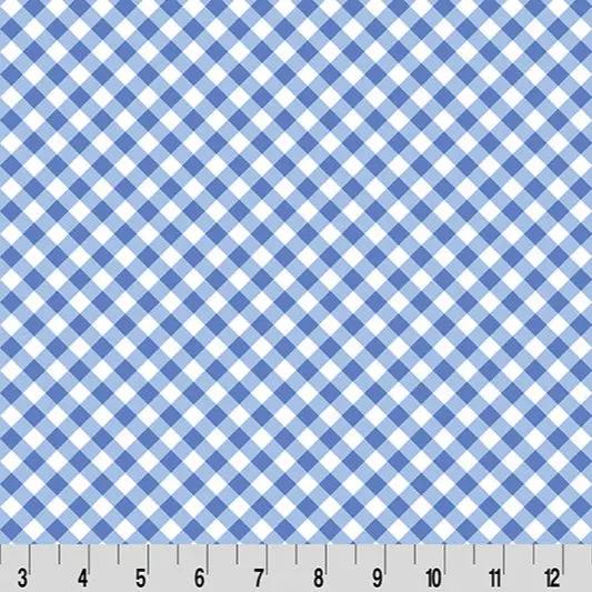 Cottage Rose Lane Gingham Quilting Cuddle Fabric - Blue Bonnet