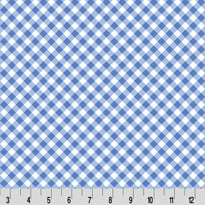 Cottage Rose Lane Gingham Quilting Cuddle Fabric - Blue Bonnet
