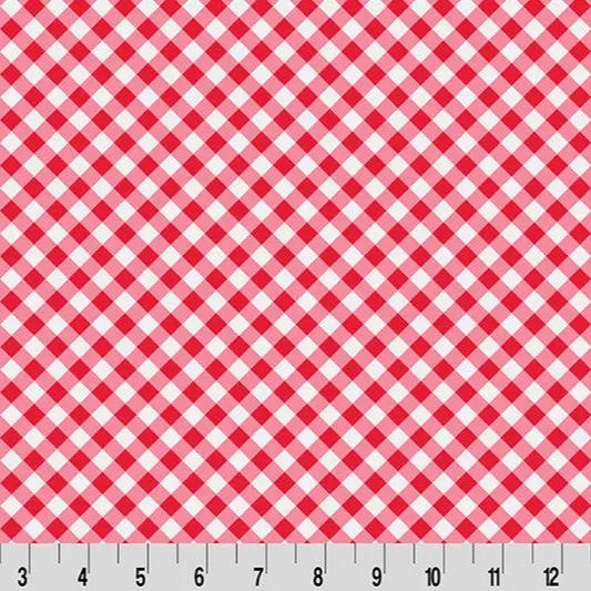 Cottage Rose Lane Gingham Quilting Cuddle Fabric - Candy Apple