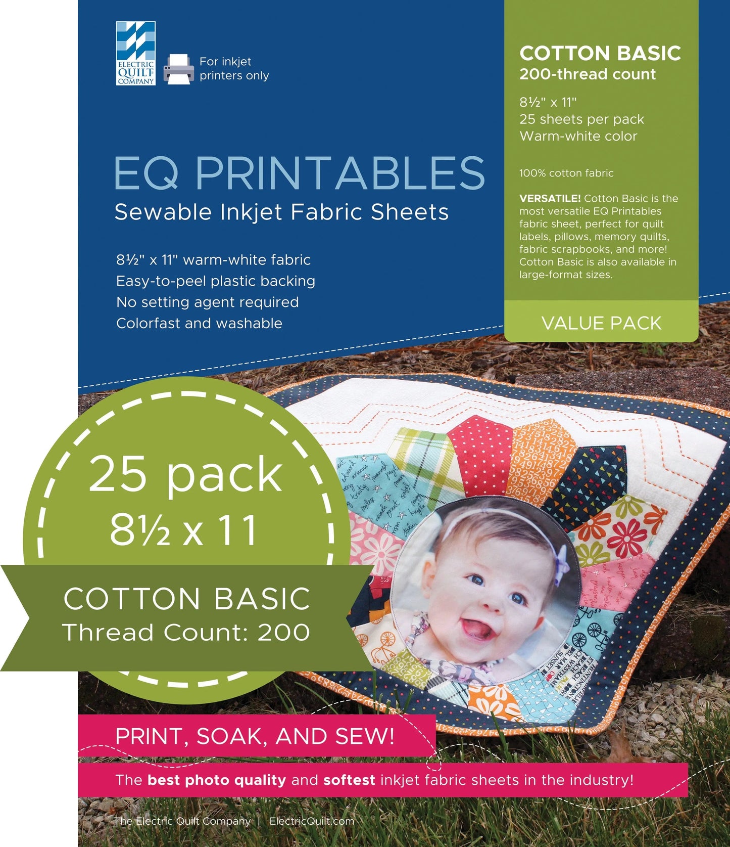Cotton Printable Fabric Sheets - 25 Sheets per Pack