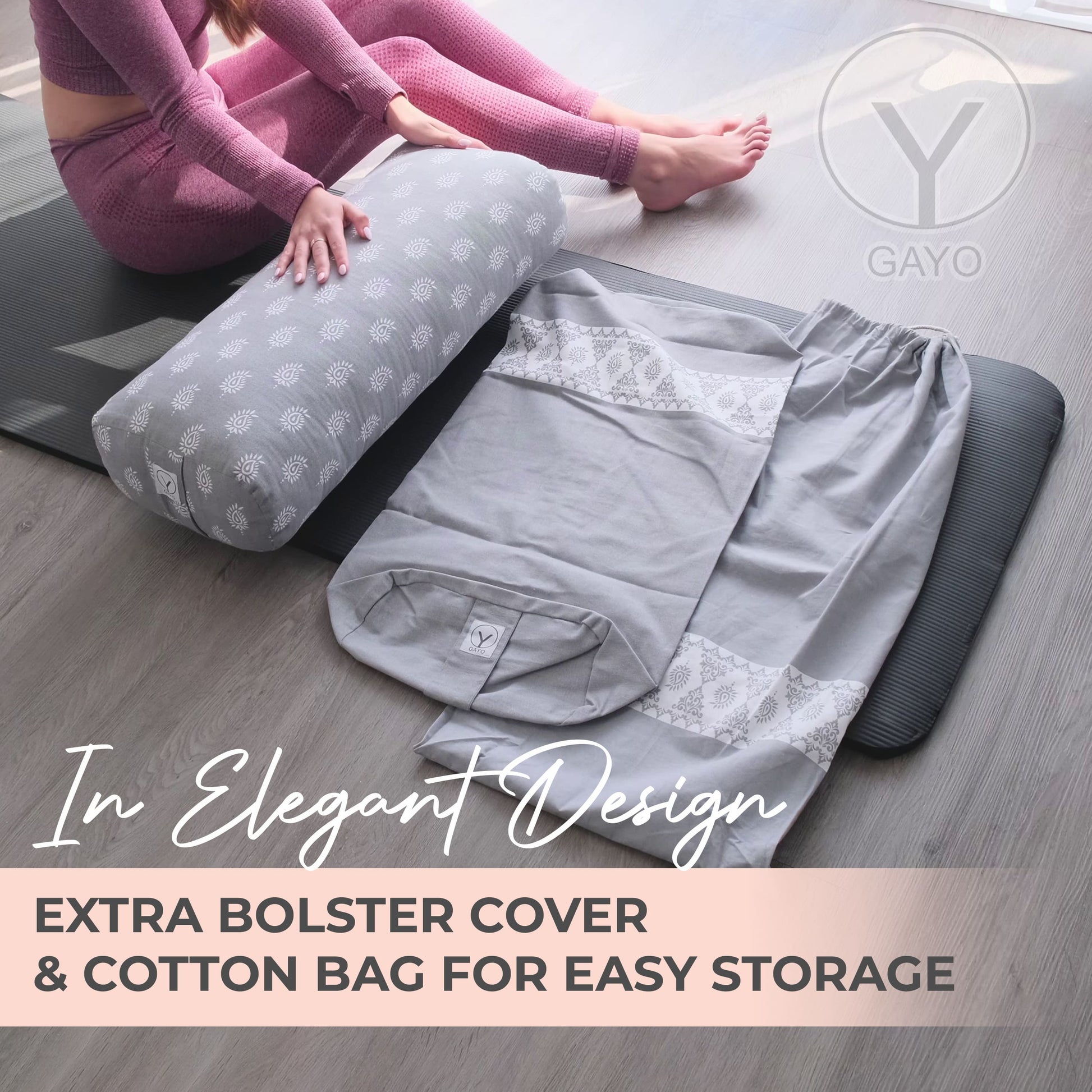 Sustainable Organic Cotton Yoga Bolster Set with Carry Bag for Ultimate Comfort - Korvel