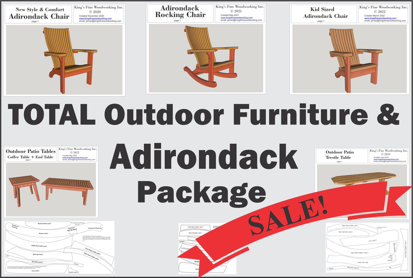 Paquet de chaise Adirondack classique et table pour le confort extérieur