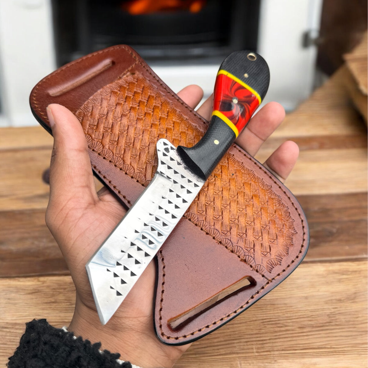 Ultimate Cowboy Bull Cutter Knife – 8" Tanto Blade with Durable Handle & Custom Sheath - Korvel