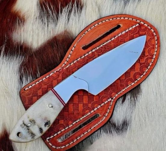 Premium Custom Bull Cutter Knife with Leather Sheath – J2 Steel Blade - Korvel