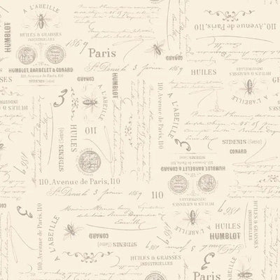 Tissu Large en Coton Cream Bee Script - Qualité Premium