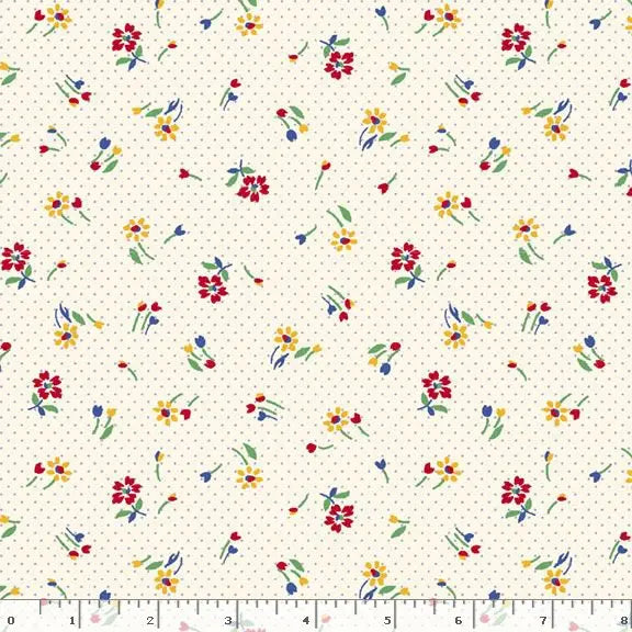 Cream Blooms Cotton Wideback Fabric - Premium Quality