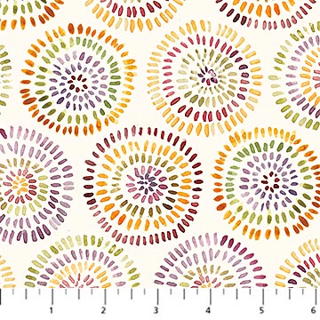 Tela de Algodón Cream Circles Flourish - 44"/45" por Yarda