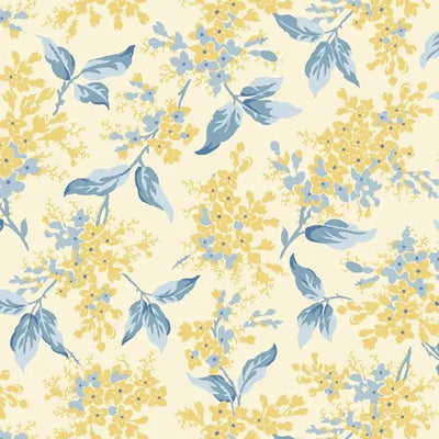 Tissu en coton à larges bandes florales crème