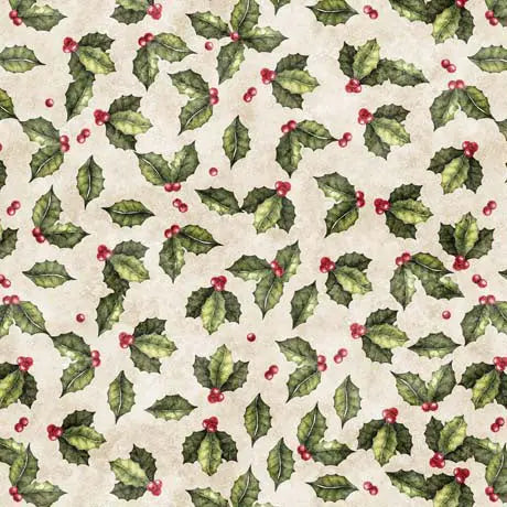 Tela de algodón de fondo ancho Cream Holly Toss por yarda