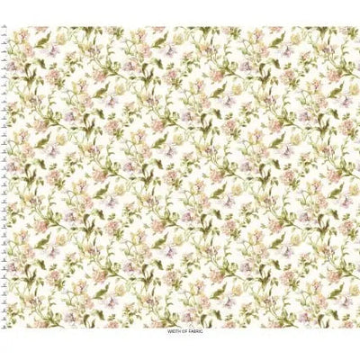 Cream Scrolling Tulips Cotton Fabric - 43"/44" Per Yard