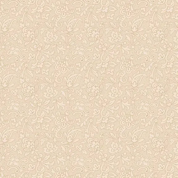 Tissu en coton à large dos floral stylisé crème par yard