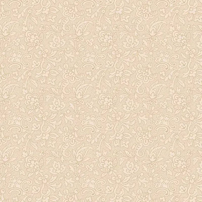 Tissu en coton à large dos floral stylisé crème par yard