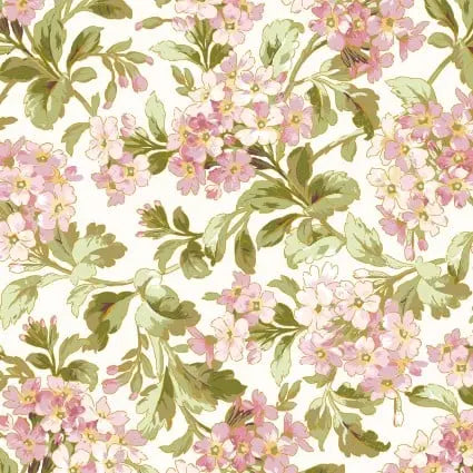 Cream Traveling Phlox Cotton Fabric - 43"/44" Per Yard