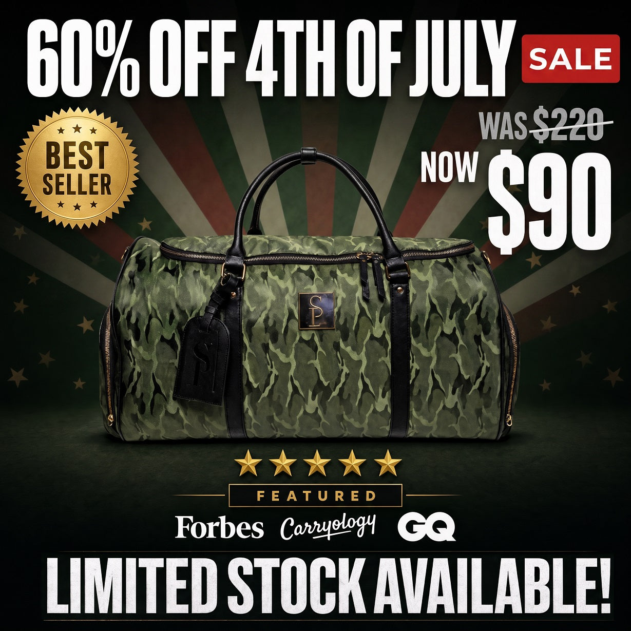 Green Camo Weekender Duffle Bag