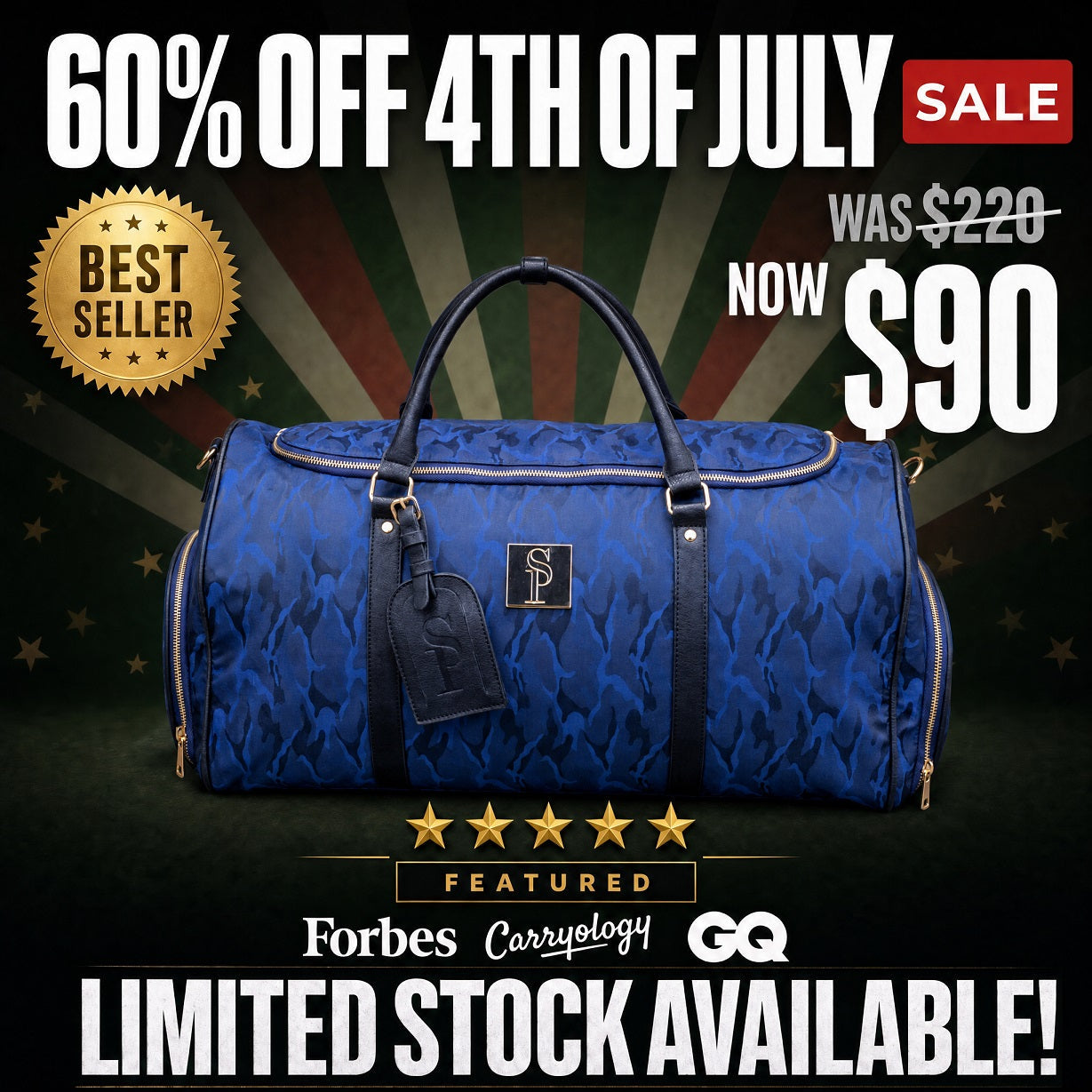 Sac de voyage weekender camo bleu