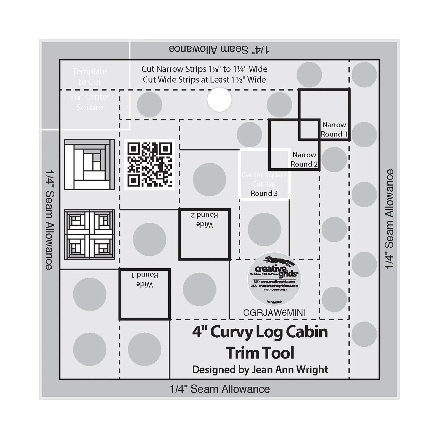 Outil de découpe Creative Grids 4in Curvy Log Cabin