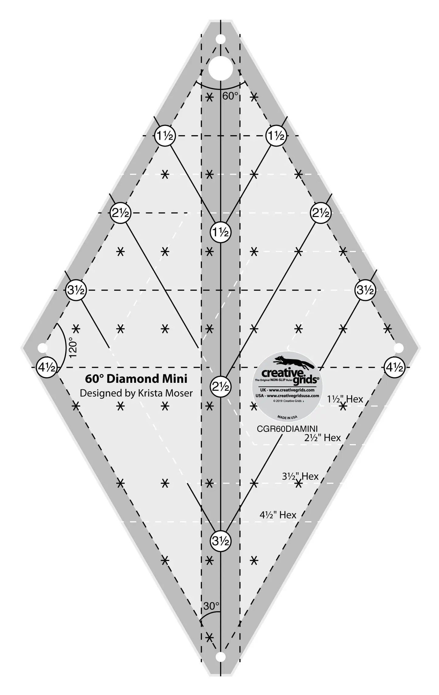Règle Mini Diamant 60 Degrés Creative Grids