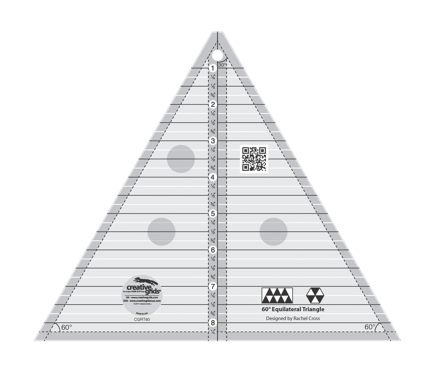 Regla de Quilt Triangular de 60 Grados de Creative Grids - 8.5in