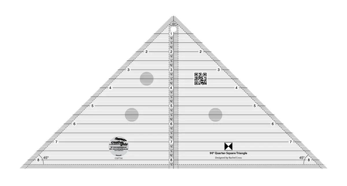 Regla de Quilt de Triángulo Cuadrante de 90 Grados de Creative Grids