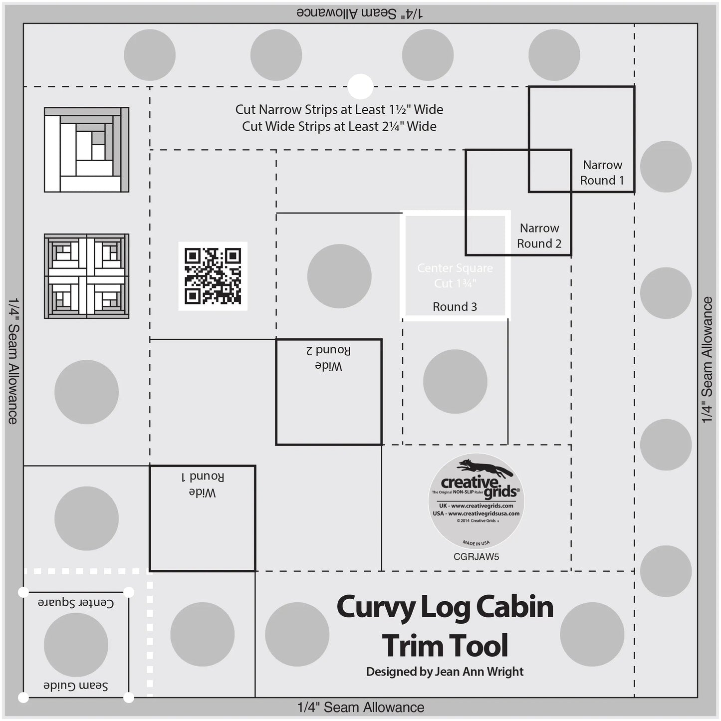 Outil de découpe Curvy Log Cabin de Creative Grids pour blocs de 8 pouces