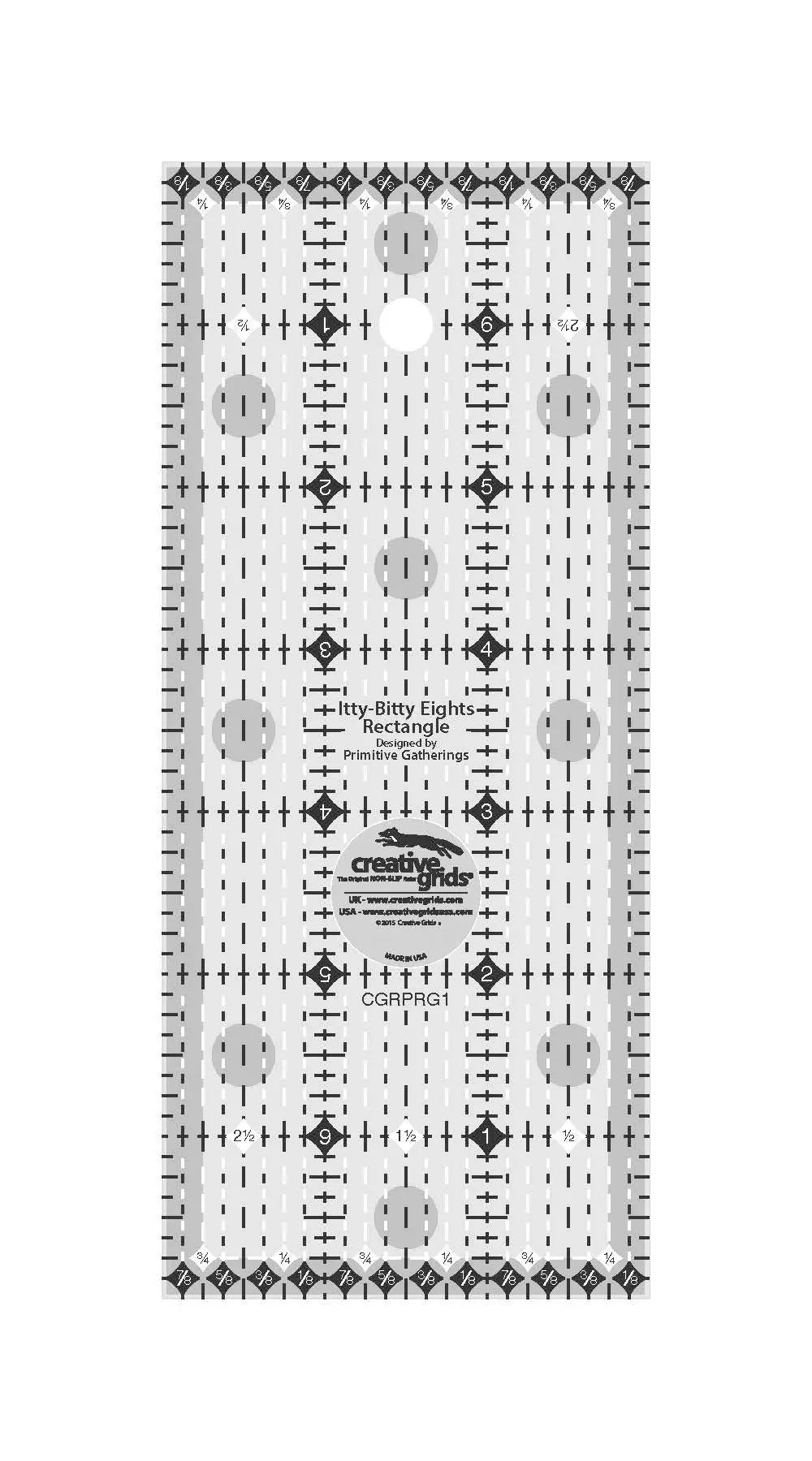 Creative Grids Itty-Bitty Eights Rectangle Ruler 3in x 7in