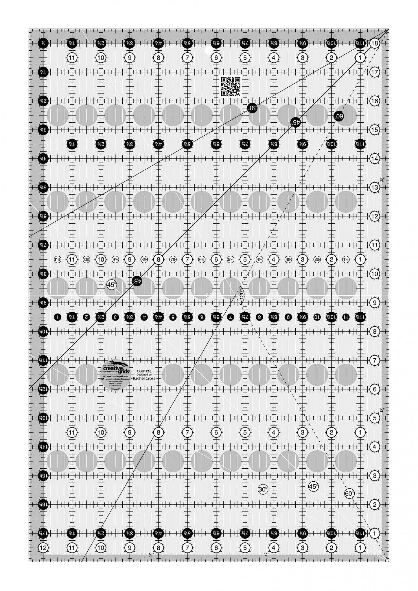 Règle de patchwork Creative Grids 12-1/2in x 18-1/2in