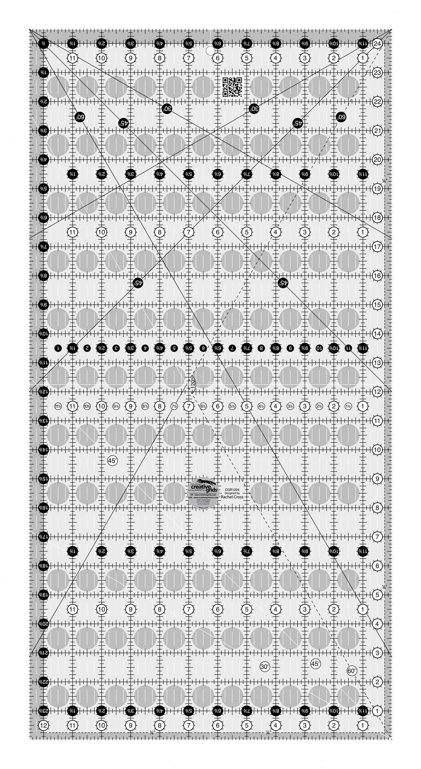 Creative Grids 12-1/2in x 24-1/2in Quilt Ruler