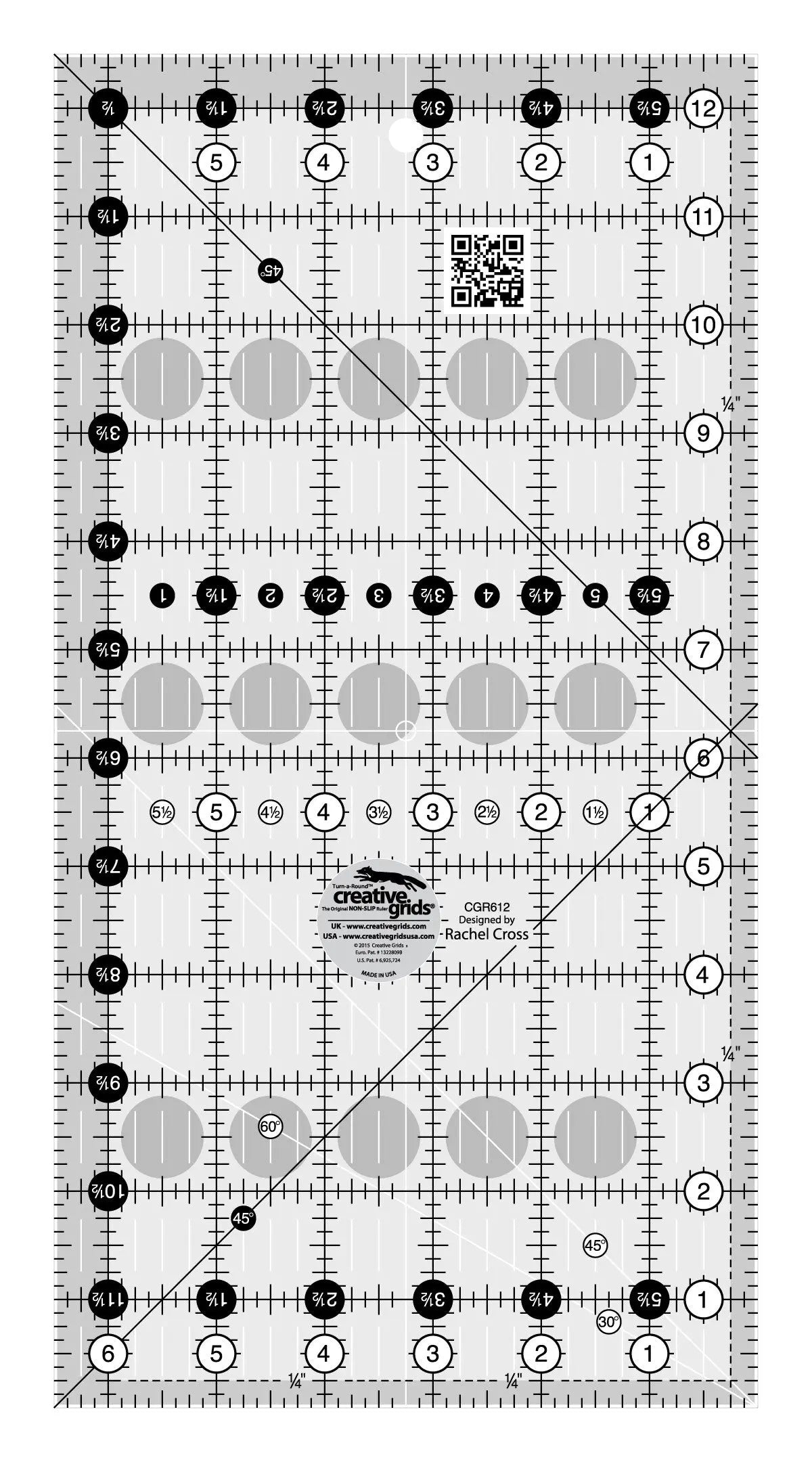 Regla de acolchado Creative Grids 6-1/2in x 12-1/2in