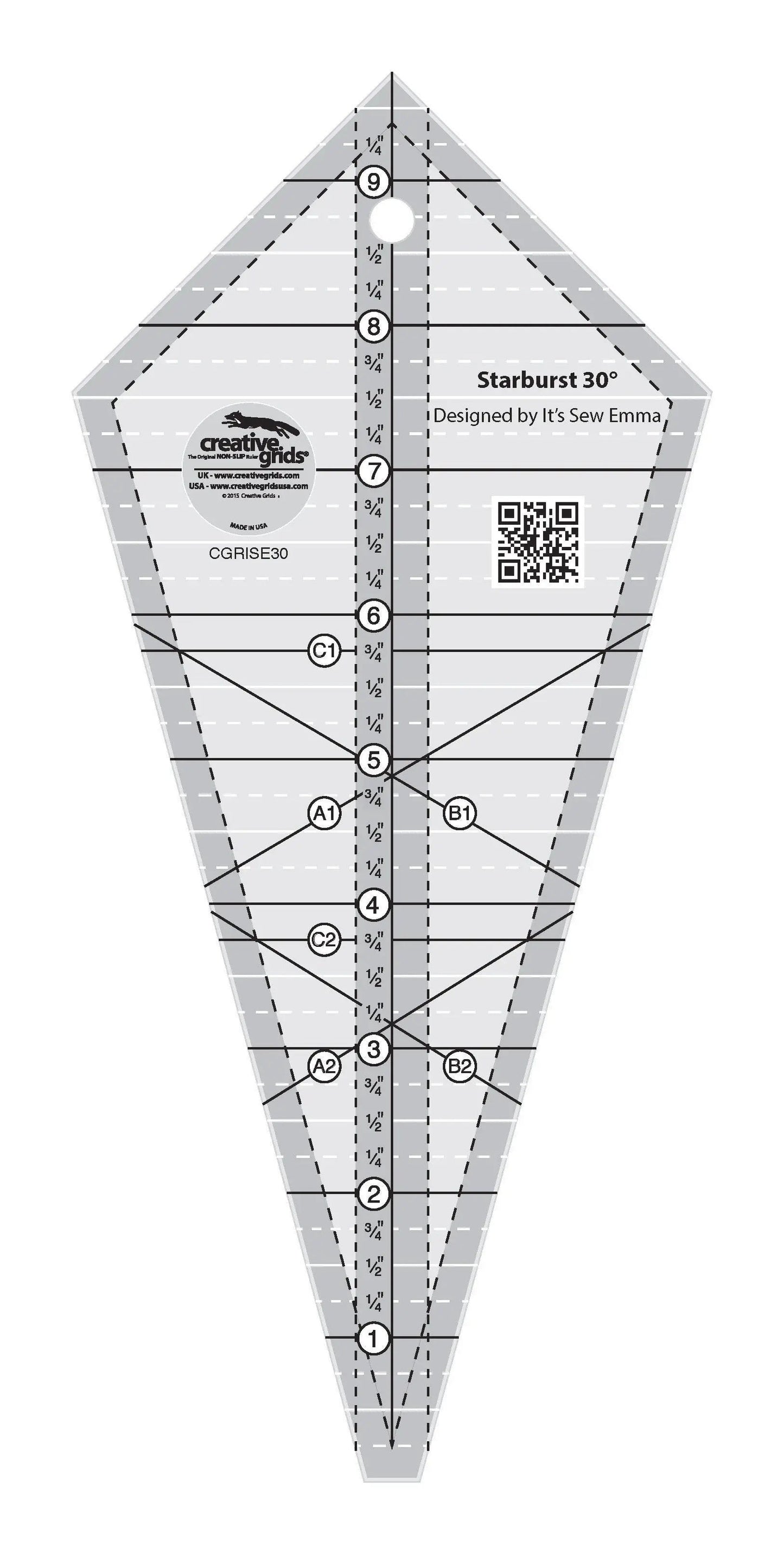 Creative Grids Starburst 30 Degree Triangle Quilt Ruler