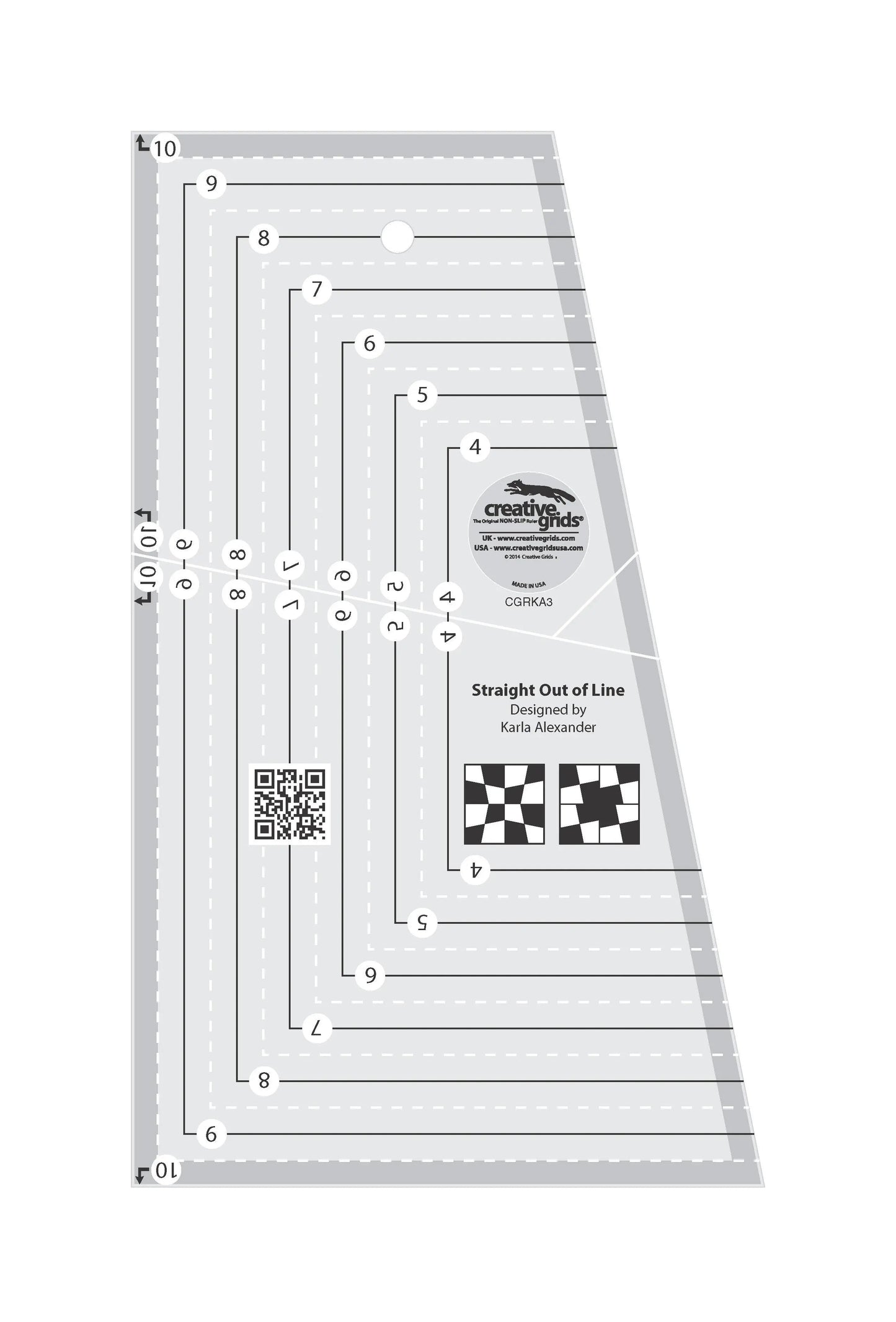 Regla de Quilt Creative Grids Straight Out Of Line 6in x 10in