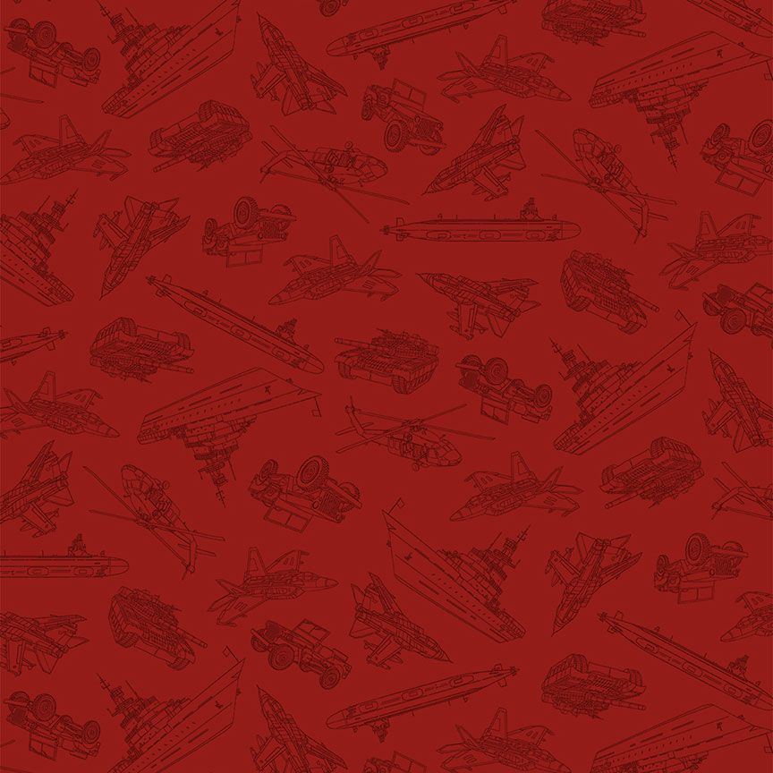 Tissu en coton Crimson Military Convoy Path to Freedom
