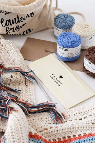 Kit de jeté d'été bohème : Crochetez votre propre couverture confortable