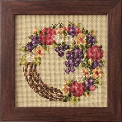 Kit de broderie au point de croix Couronne de Récolte - Design floral saisonnier