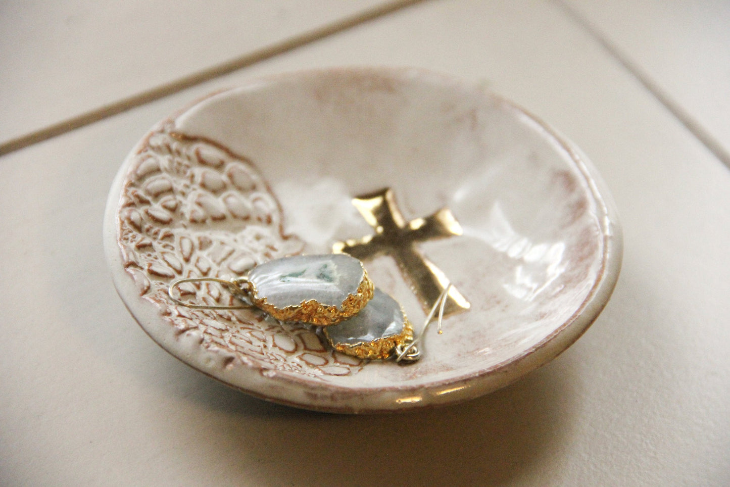Artisan Cross Ring Dish for Trinkets and Treasures - Korvel