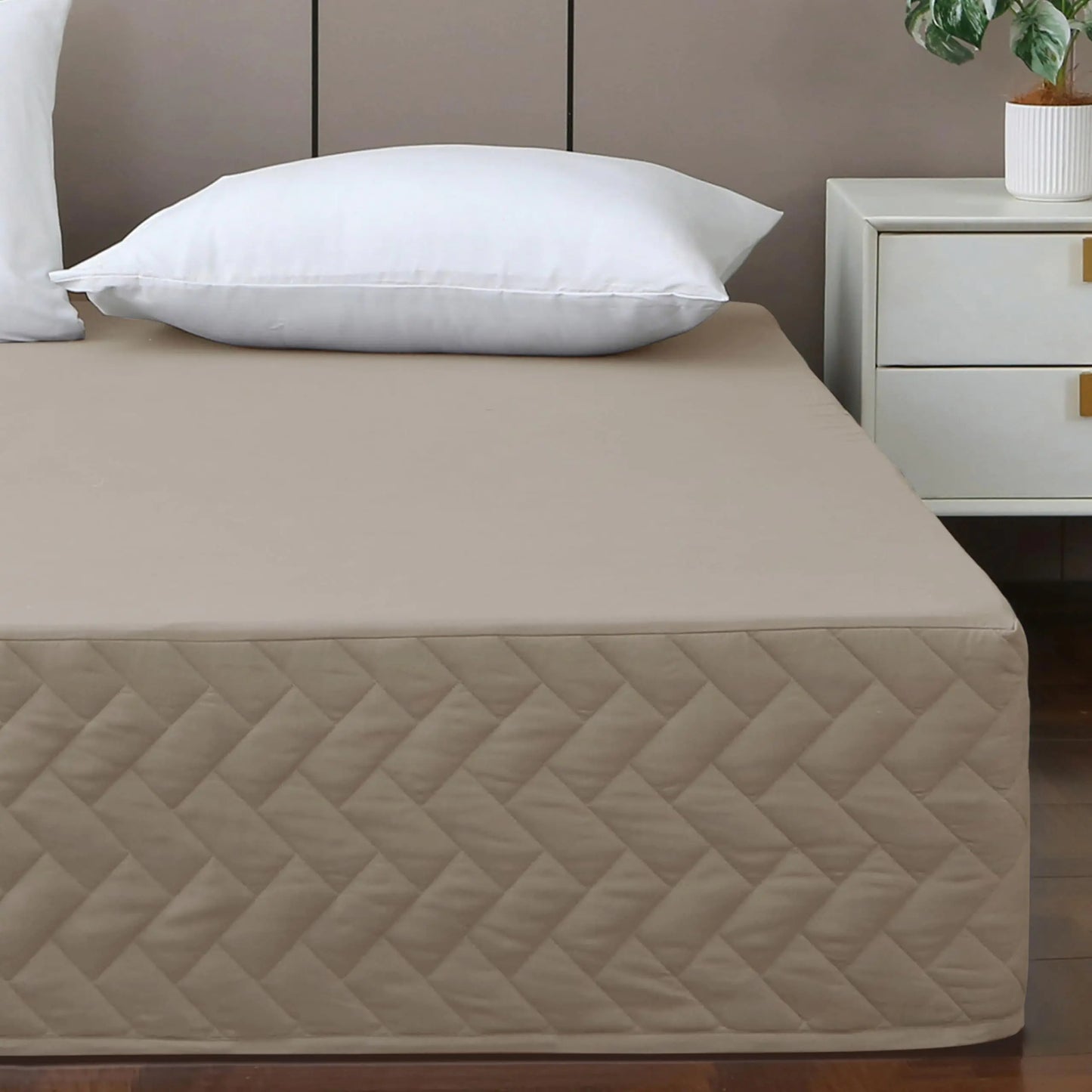 Funda de Cama King - Caída a Medida, Resistente a Arrugas y Desvanecimiento, Caqui Claro