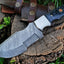 Handcrafted Damascus Steel Tracker Knife with Resin Handle - 10" Length, Leather Sheath Included - Korvel
