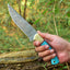 Premium Custom Damascus Steel Hunting Knife – 10-Inch Blade with Ergonomic Resin Handle & Leather Sheath - Korvel