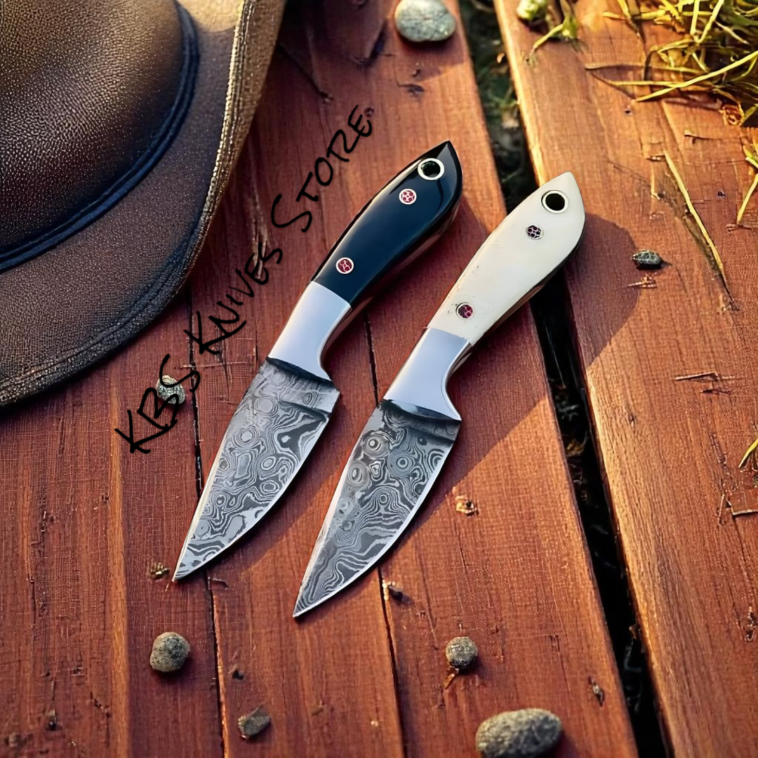 Handcrafted 3-Inch Damascus Cowboy Knife - Bone Handle for Everyday Use - Korvel