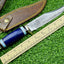 Boulder Colorado Adventure Knife – 11" Handmade Damascus Blade with Epoxy Resin Handle & Leather Sheath - Korvel