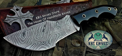 Hunted Inspired – 10" Damascus Steel Survival Knife with Buffalo Horn Handle - Korvel