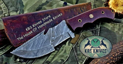 Premium Custom Damascus Steel Tracker Knife - Perfect for Survival, Camping & Tactical Adventures | KBS Knives - Korvel
