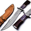 Premium 15" Damascus Steel Bowie Knife with Unique Bone & Horn Handle and Leather Sheath - Korvel