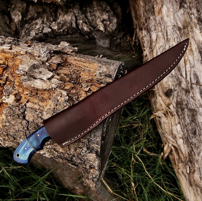 Handcrafted 8" Rasp Steel Hunting Knife with Leather Sheath - Korvel