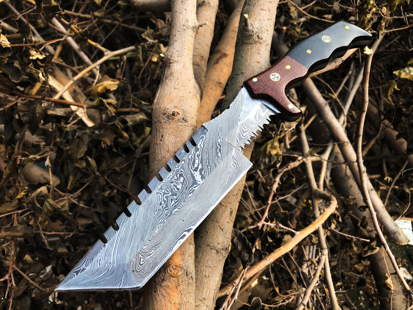Premium Custom Damascus Steel Tanto Tactical Knife - Perfect for Survival and Outdoor Adventures | KBS Knives - Korvel